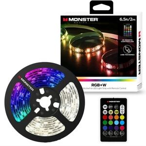 Monster 6.5ft Multi-Color Indoor LED Light Strip, Multi-White, USB Plug, Remote,